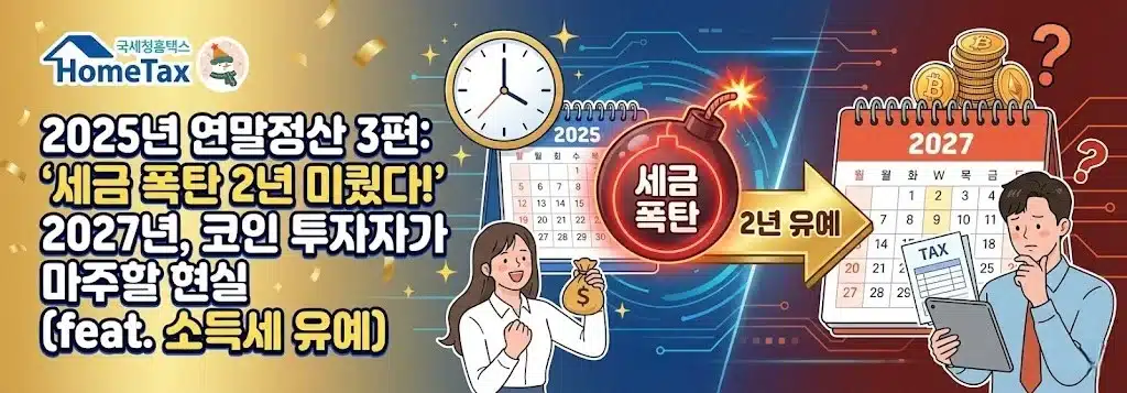 2025년 연말정산 3편: “세금 폭탄 2년 미뤘다!” 2027년, 코인 투자자가 마주할 현실 (feat. 소득세 유예)